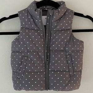 Old Navy | Sparkly Puffer Vest. Gray with Silver Polka Dots. 12-18 mo